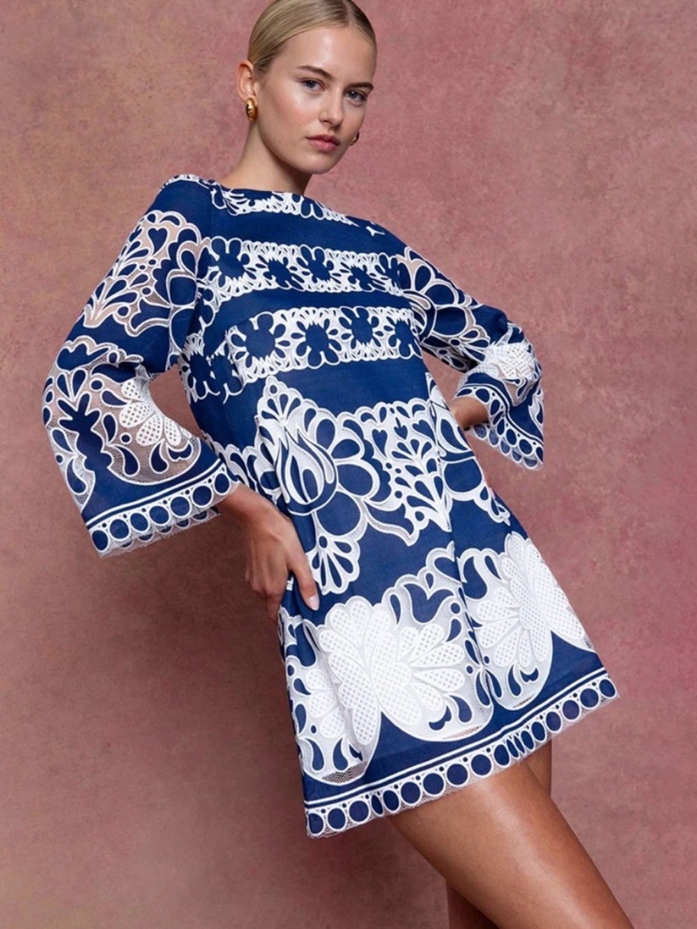 Borgo de Nor Stevie NWT Lace Mini Dress - NAVY size 14/ US 10-12